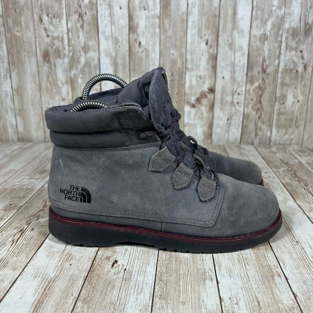 The North Face Gray Suede Leather Ankle‎ Boots Womens Hiking Casual Shoes